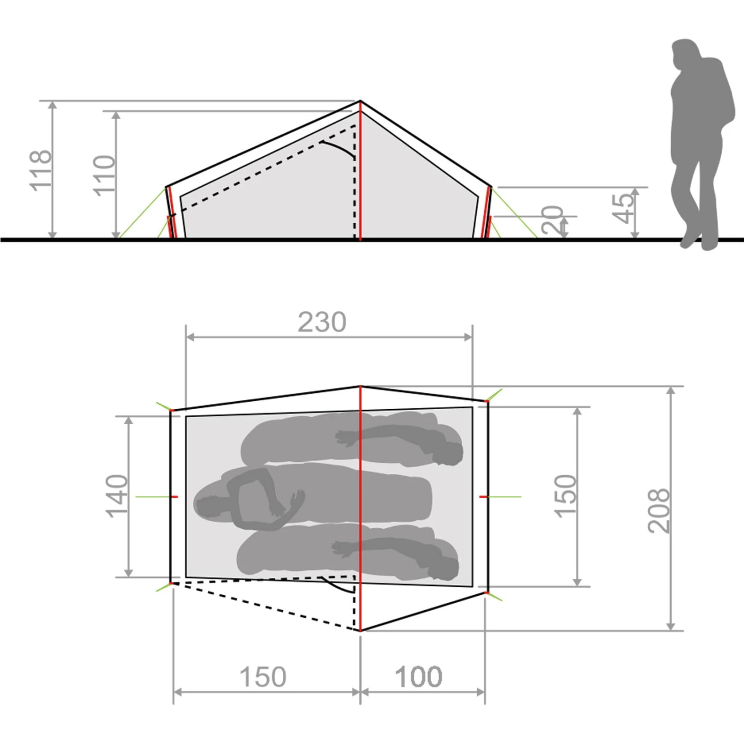 VAUDE Lizard Seamless 2-3P - Zelt 5 VAUDE Lizard Seamless 2-3P - Zelt – Bild 5